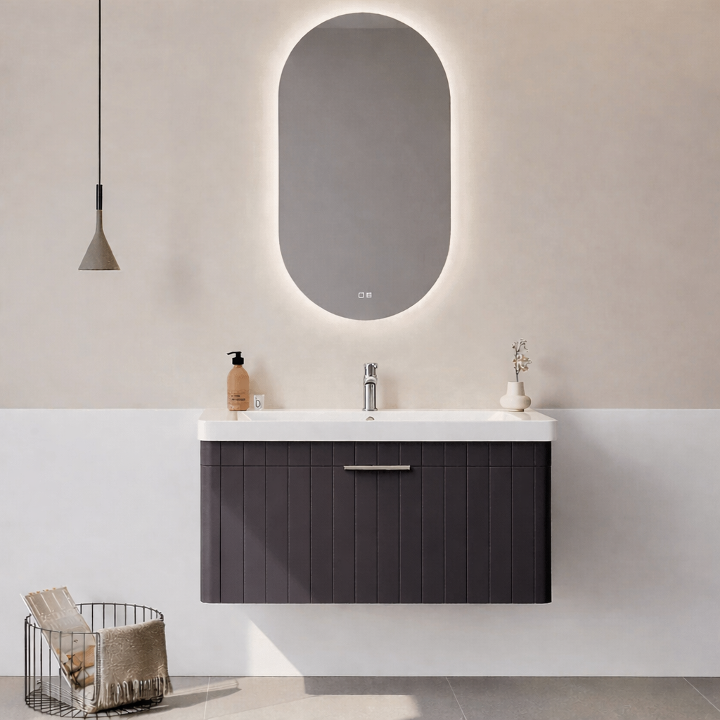 Orka Procıda Banyo Dolabı Takımı, 105 cm, Mat Antrasit (Ledli Ayna-Krom Kulp), 5007246ORKA5007246Banyo Dolabı Takımı