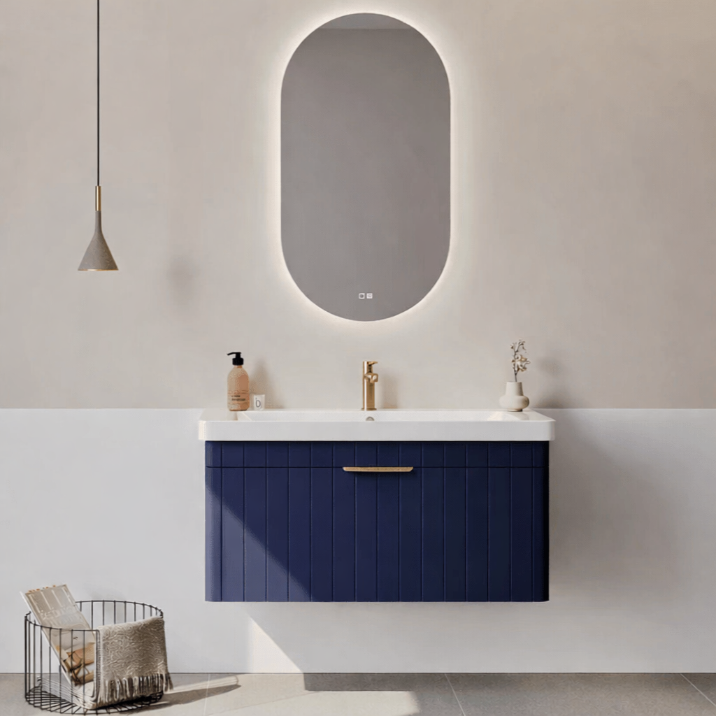 Orka Procıda Banyo Dolabı Takımı, 105 cm, Mat Lacivert (Ledli Ayna-Altın Kulp), 5007244ORKA5007244Banyo Dolabı Takımı
