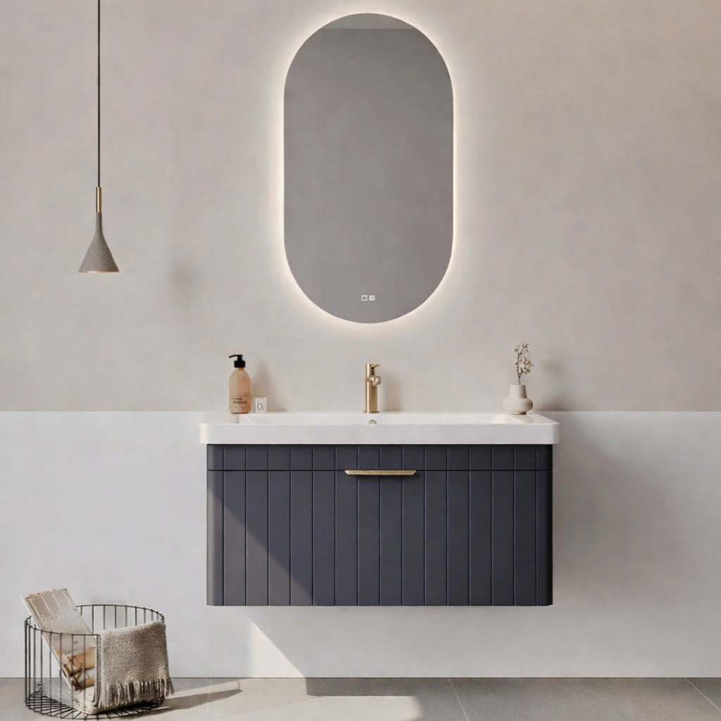 Orka Procıda Banyo Dolabı Takımı, 105 cm, Mat Antrasit (Ledli Ayna-Altın Kulp), 5007242ORKA5007242Banyo Dolabı Takımı