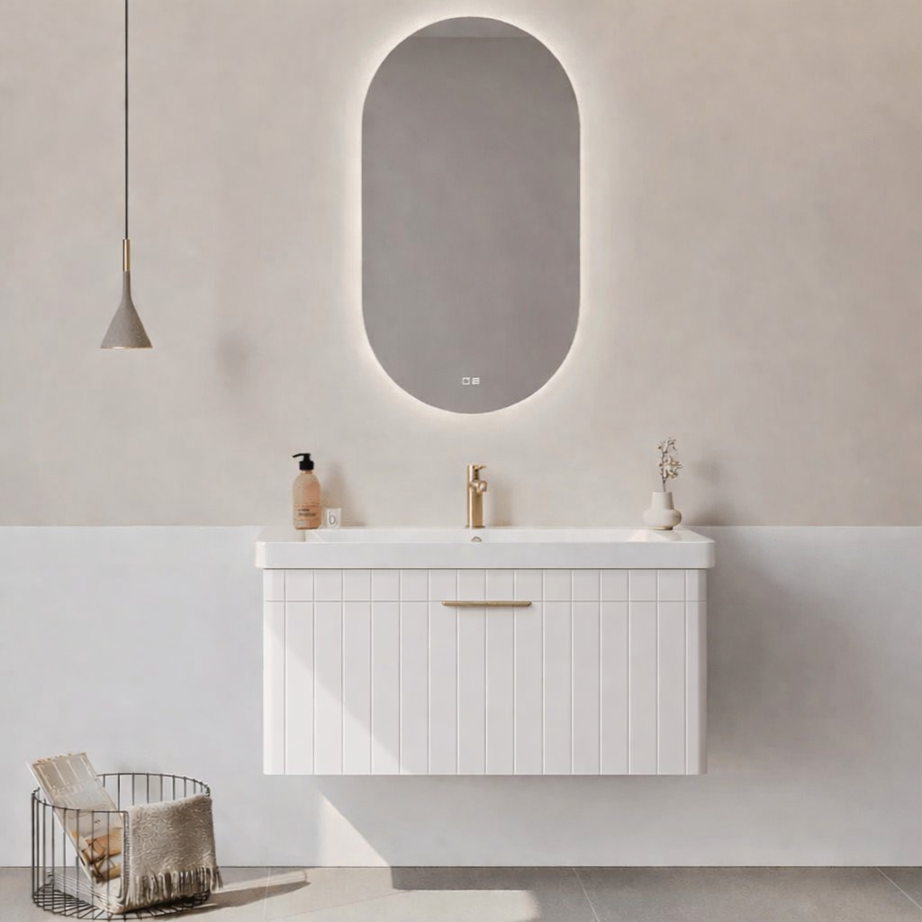 Orka Procıda Banyo Dolabı Takımı, 105 cm, Mat Beyaz (Ledli Ayna-Altın Kulp), 5007241ORKA5007241Banyo Dolabı Takımı