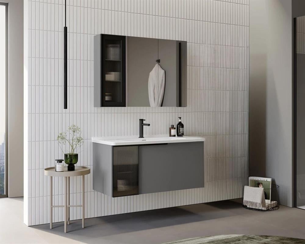 Orka Pure 80 cm Mat Gri Banyo Dolabı TakımıORKA5004986Banyo Dolabı Takımı