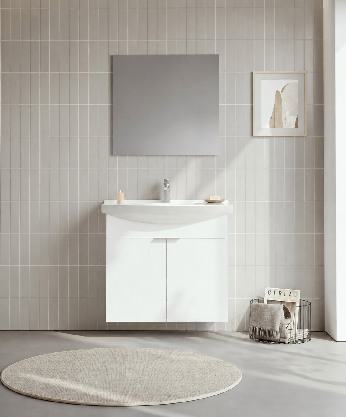 Orka Purus 80 cm ,Parlak Beyaz, Banyo Dolabı Takımı (Asma,Düz Ayna), 5008326ORKA5008326Banyo Dolabı Takımı