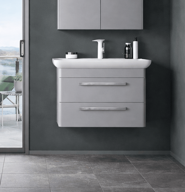 Orka Rose 80 cm Lake Parlak Gri Banyo Dolabı Alt Modül ve Lavabo, 5001765ORKA5001765Lavabo Dolabı
