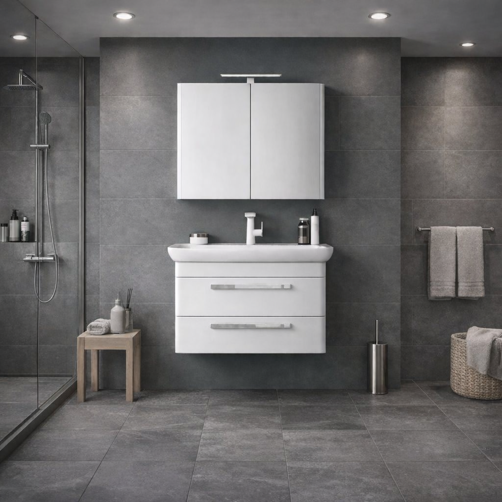 Orka Rose 80 cm Parlak Beyaz Banyo Dolabı TakımıORKA5000667Banyo Dolabı Takımı