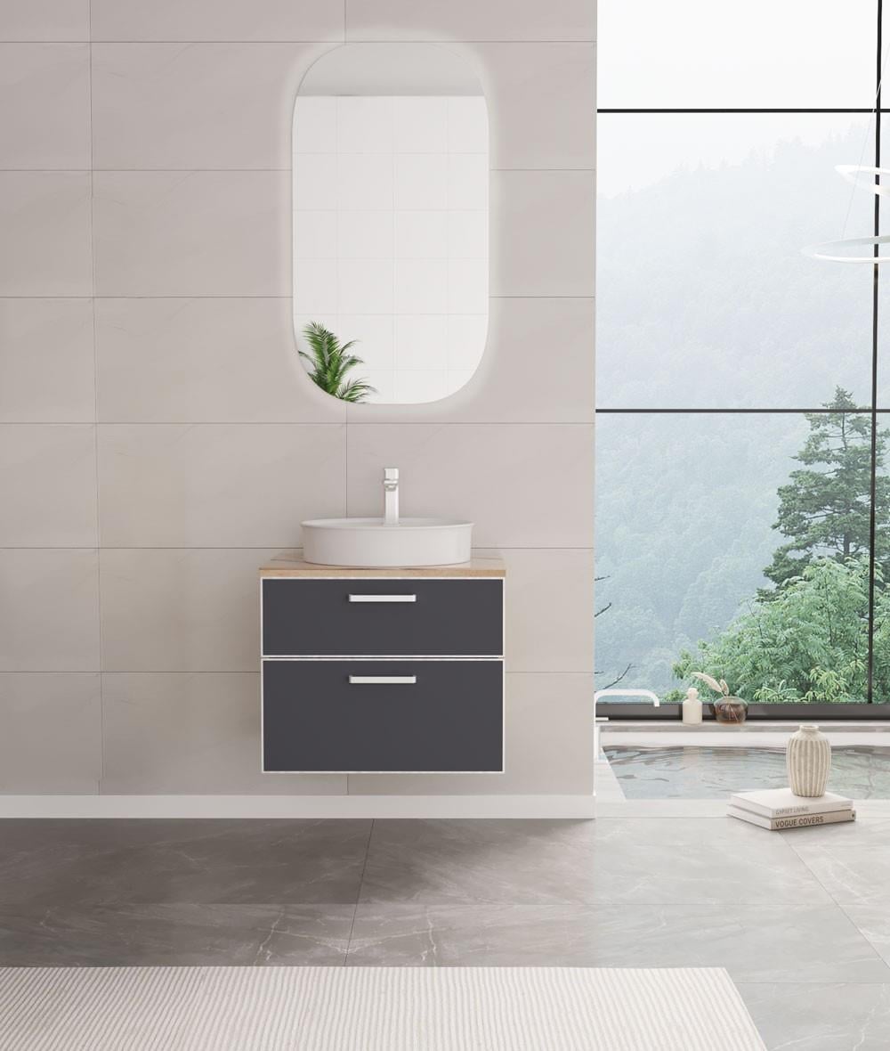 Orka Salerno Banyo Dolabı Takımı, 61 cm, Legnano-Mat Antrasit (Ledli Ayna), Krom/Altın Kulp, 5004714ORKA5004714Banyo Dolabı Takımı