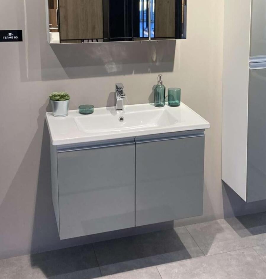 Orka Terme 80 cm Parlak Gri Banyo Dolabı Alt Modül ve LavaboORKA5001822Lavabo Dolabı