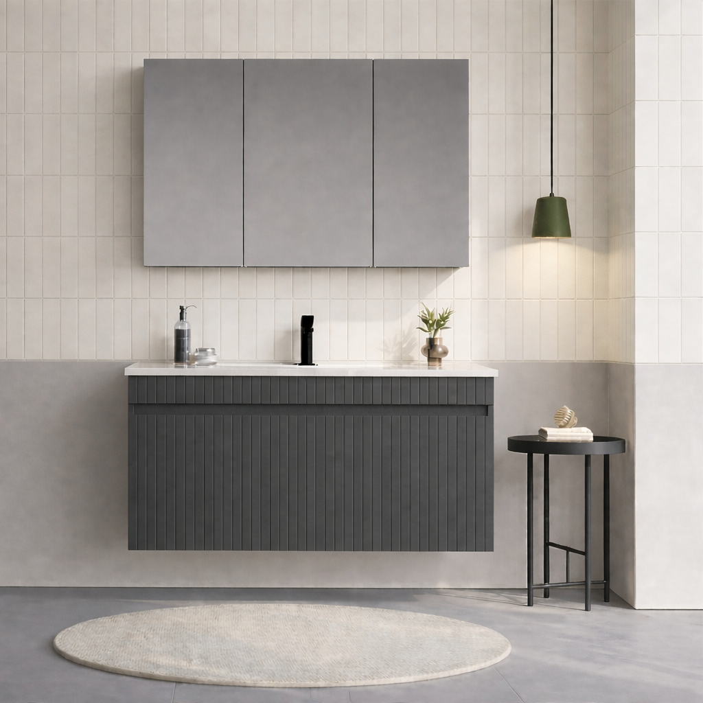 Orka Tivoli 100 cm Mat Antrasit Banyo Dolabı Takımı (Dolaplı) , 5008696ORKA5008696Banyo Dolabı Takımı