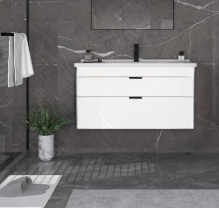 Orka Trio 100 cm Beyaz Çekmeceli Banyo Dolabı Alt Modül ve LavaboORKA5004434Lavabo Dolabı