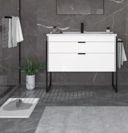 Orka Trio 100 cm Havluluklu Beyaz Çekmeceli Banyo Dolabı Alt Modül ve LavaboORKA5004432Lavabo Dolabı