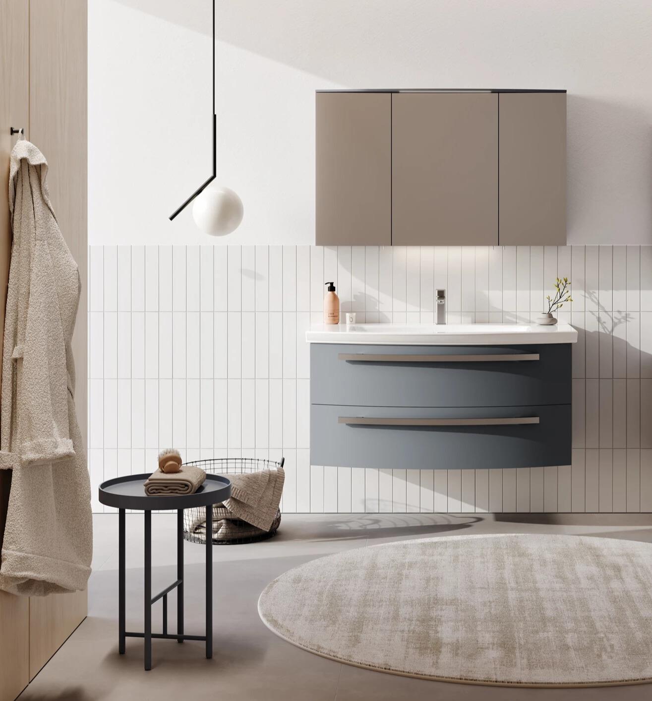 Orka Urla 110 cm Parlak Antrasit Banyo Dolabı Takımı (Ledli-Dolaplı Ayna)ORKA5000823Banyo Dolabı Takımı