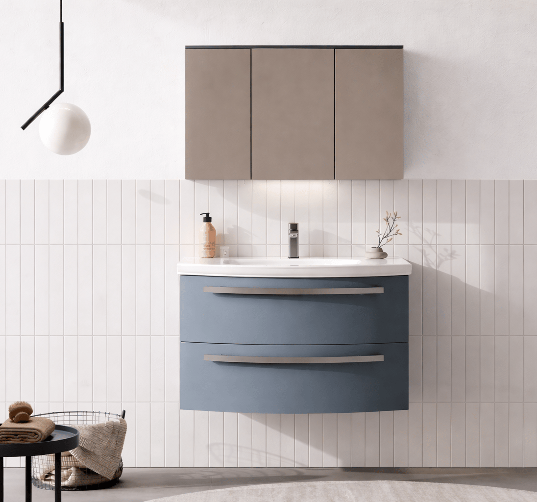 Orka Urla 90 cm Parlak Antrasit Banyo Dolabı Takımı (Ledli-Dolaplı Ayna)ORKA5000817Banyo Dolabı Takımı