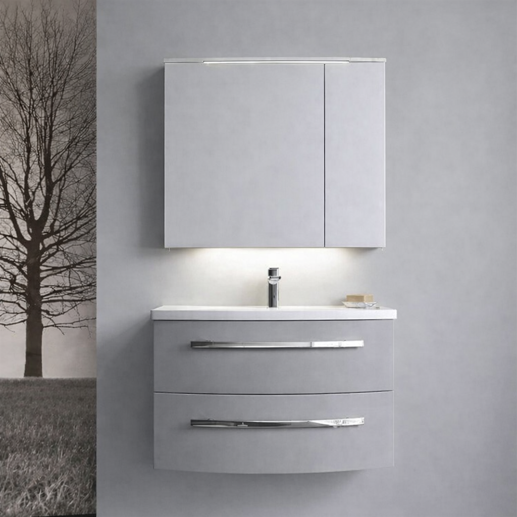 Orka Urla Banyo Dolabı Takımı, 70 cm, Parlak Lake Gri (Ledli-Dolaplı Ayna), 5000809ORKA5000809Banyo Dolabı Takımı