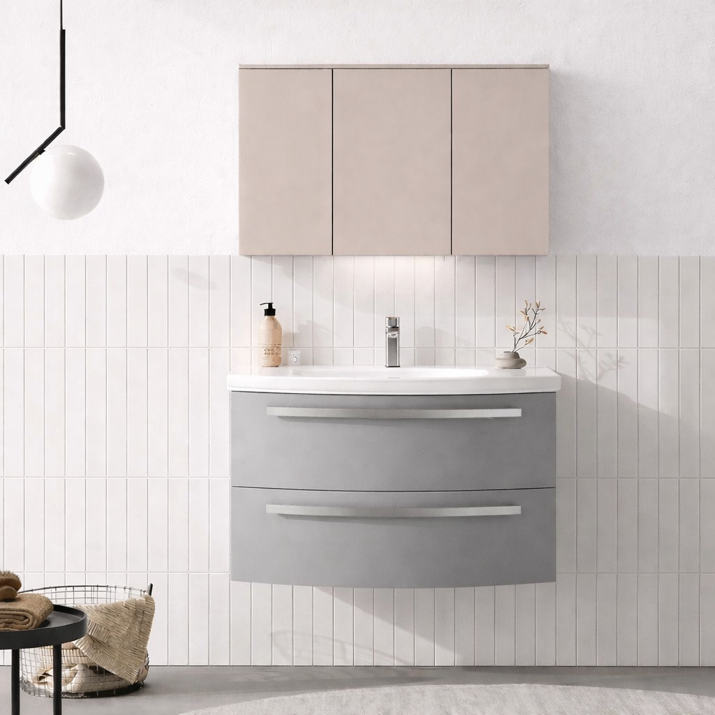 Orka Urla Banyo Dolabı Takımı, 90 cm, Parlak Lake Gri (Ledli-Dolaplı Ayna), 5000815ORKA5000815Banyo Dolabı Takımı
