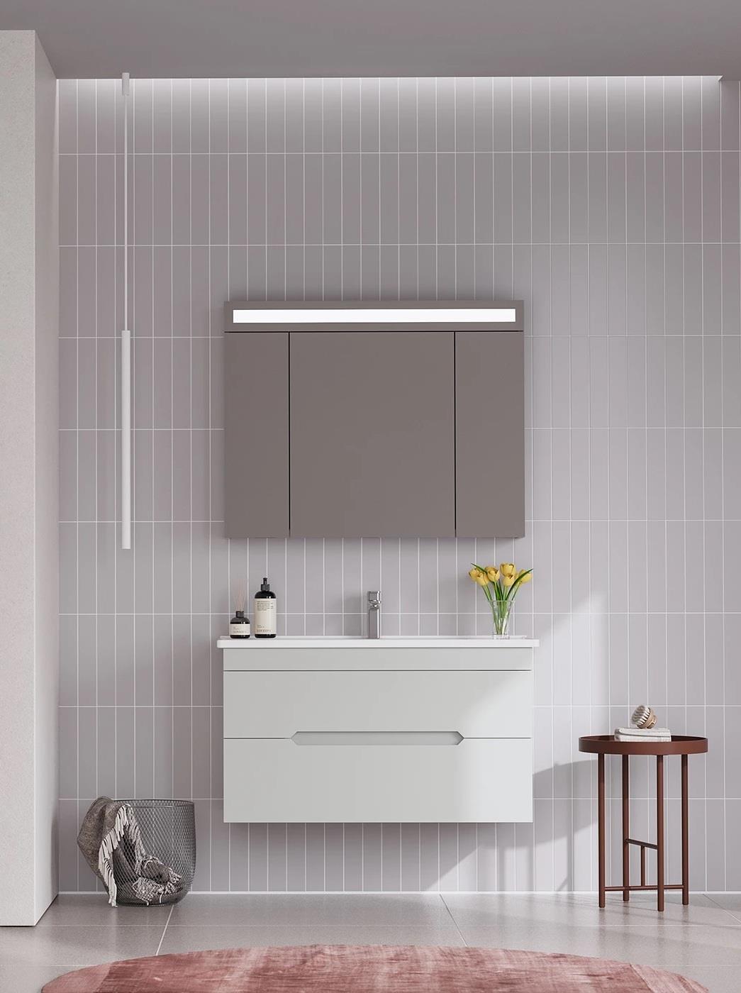 Orka Varna Banyo Dolabı Takımı, 100 cm, Mat Lake Kaşmir (Ledli-Dolaplı Ayna), 5003030ORKA5003030Banyo Dolabı Takımı