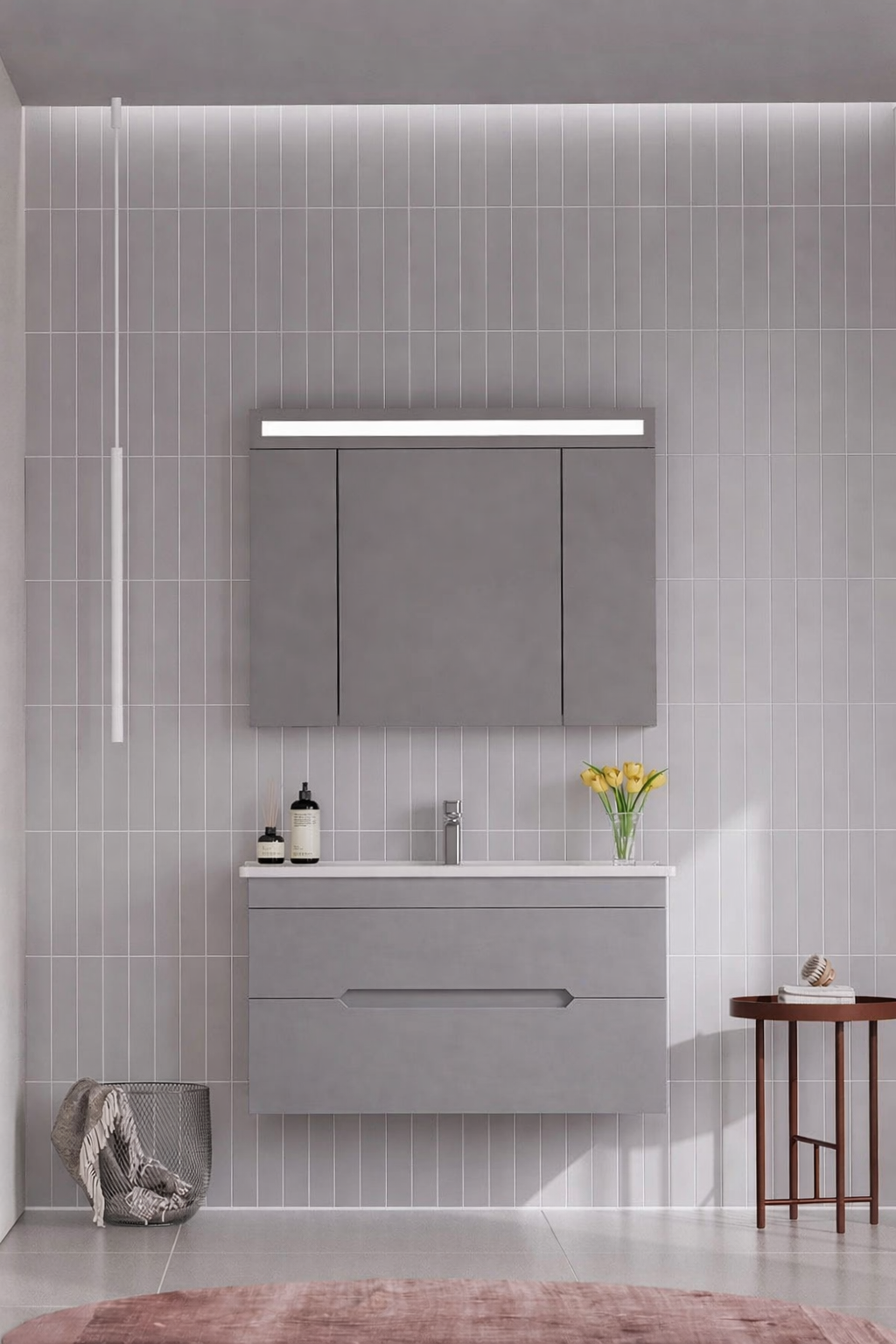 Orka Varna Banyo Dolabı Takımı, 100 cm, Mat Lake Gri (Ledli-Dolaplı Ayna), 5003029ORKA5003029Banyo Dolabı Takımı