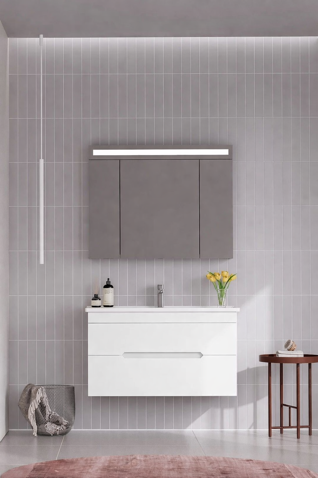 Orka Varna Banyo Dolabı Takımı, 100 cm, Mat Lake Beyaz (Ledli-Dolaplı Ayna), 5000840ORKA5000840Banyo Dolabı Takımı