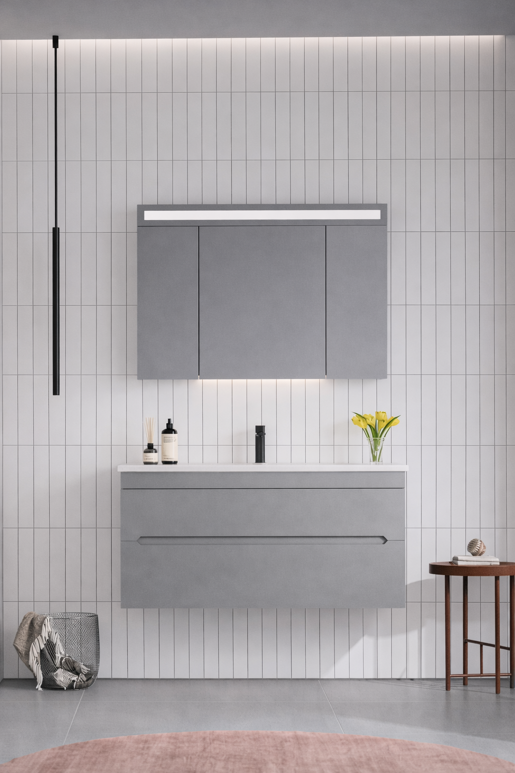 Orka Varna Banyo Dolabı Takımı, 120 cm, Mat Lake Gri (Ledli-Dolaplı Ayna), 5000850ORKA5000850Banyo Dolabı Takımı