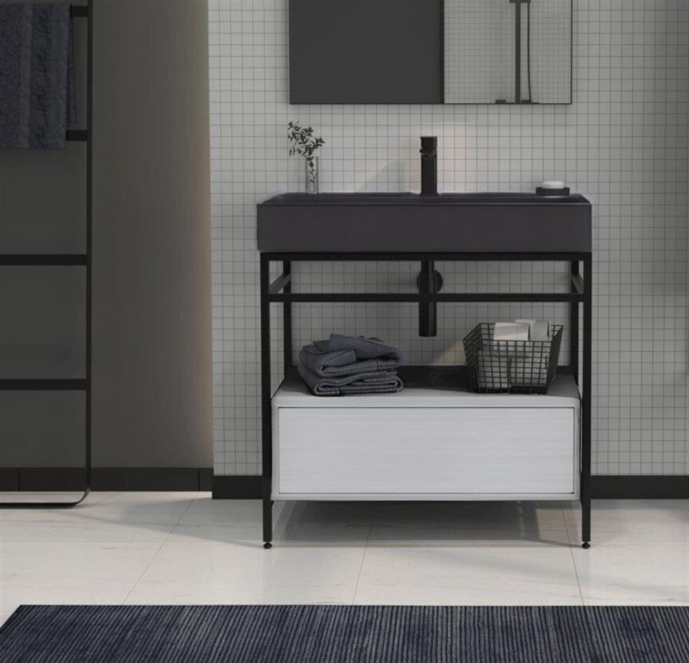 Orka Vegas 80 cm Beyaz Banyo Dolabı Alt Modül ve LavaboORKA5003773Lavabo Dolabı