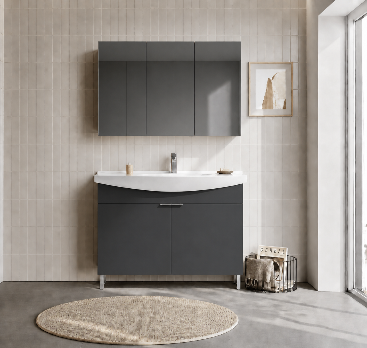 PURUS 100 TKM AYAKLI DOLAPLI M.ANTRASITORKA5008487Banyo Dolabı Takımı