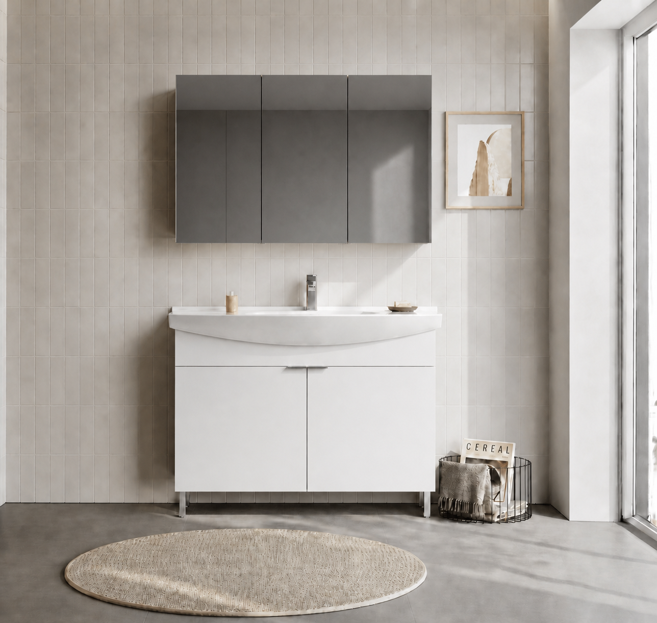 PURUS 100 TKM AYAKLI DOLAPLI P.BEYAZORKA5008488Banyo Dolabı Takımı