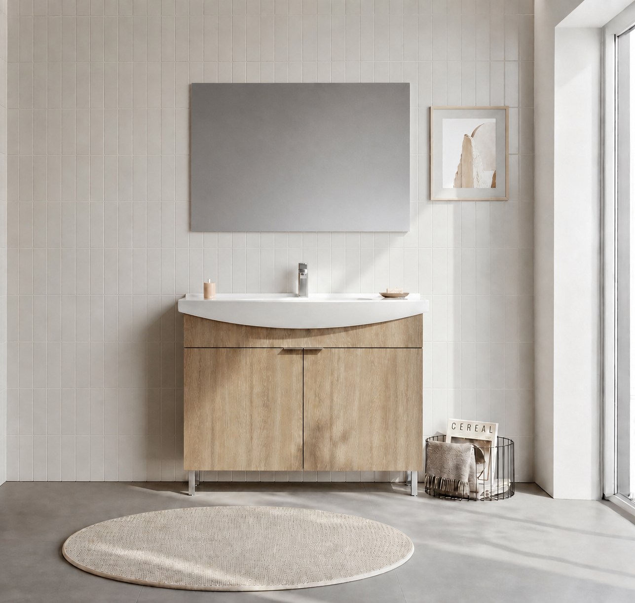 PURUS 100 TKM AYAKLI DZ AYNA BUDVAORKA5008474Banyo Dolabı Takımı