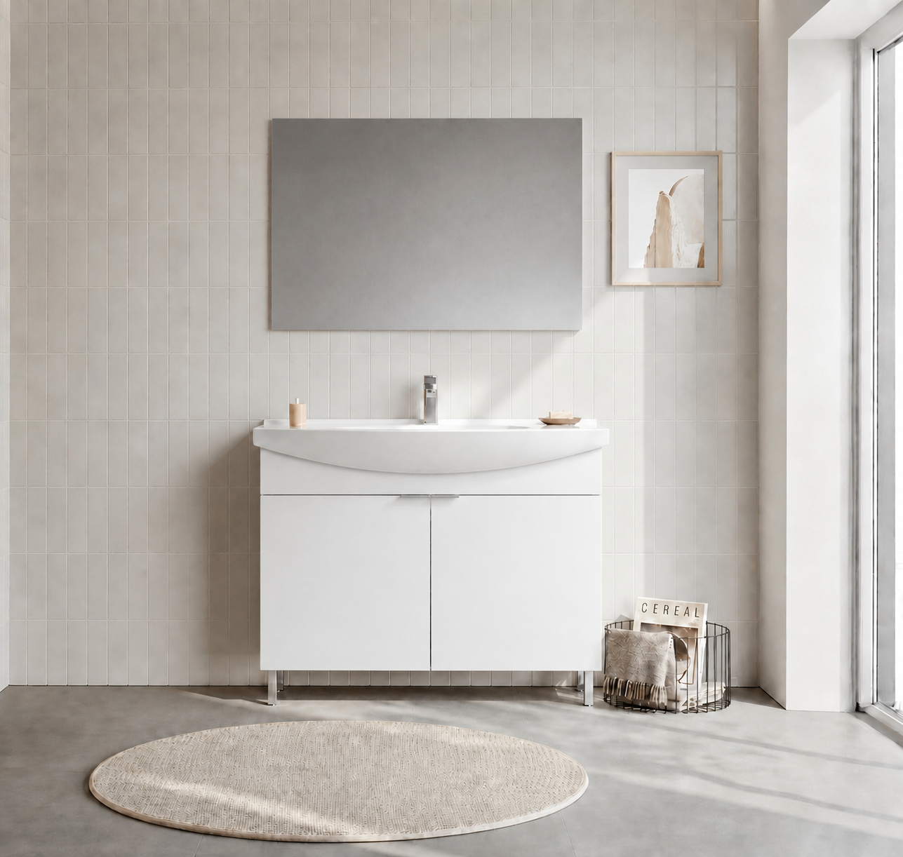 PURUS 100 TKM AYAKLI DZ AYNA P.BEYAZORKA5008476Banyo Dolabı Takımı