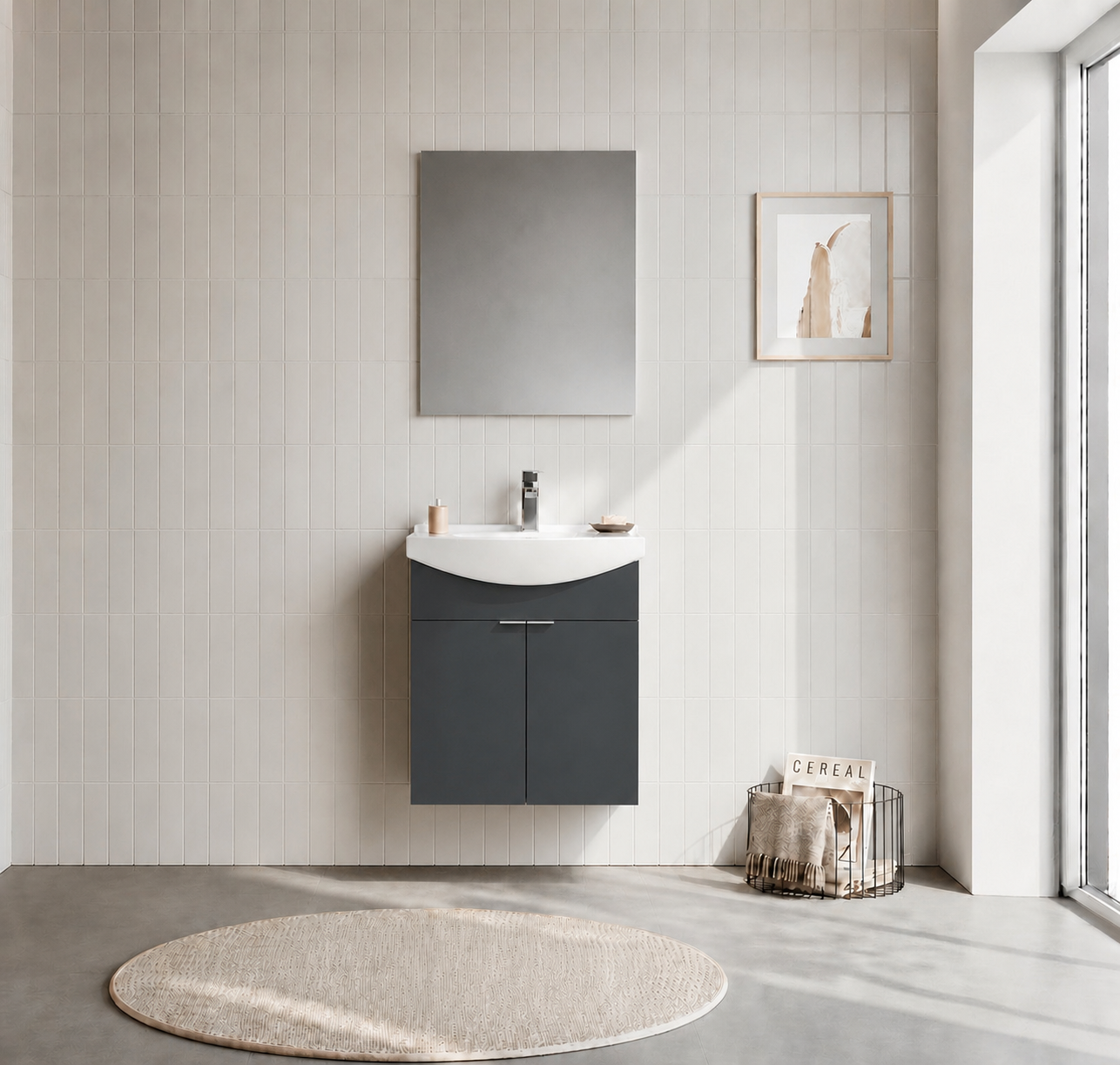 PURUS 55 TKM ASMA DZ AYNA M.ANTRASITORKA5008316Banyo Dolabı Takımı