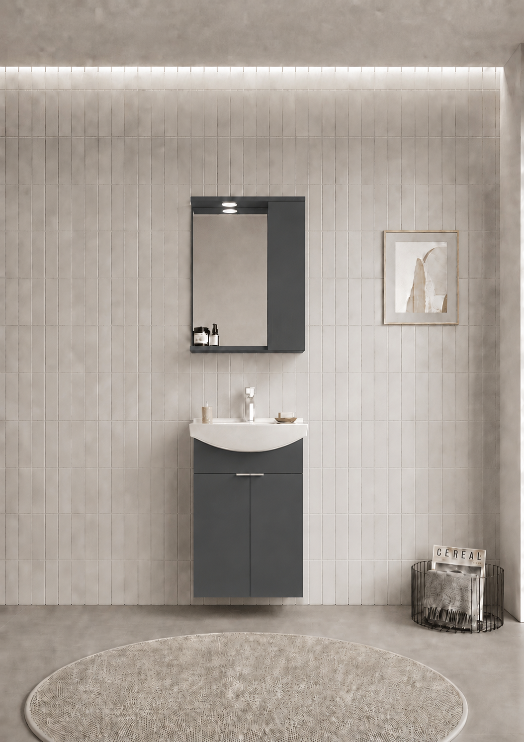 PURUS 55 TKM ASMA TK KUTU M.ANTRASITORKA5007982Banyo Dolabı Takımı