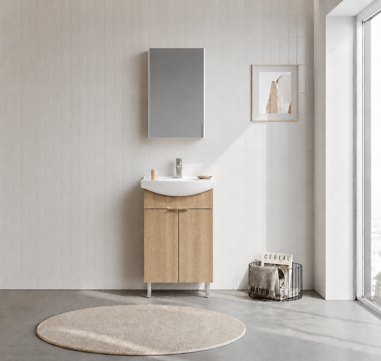 PURUS 55 TKM AYAKLI DOLAPLI BUDVAORKA5008477Banyo Dolabı Takımı