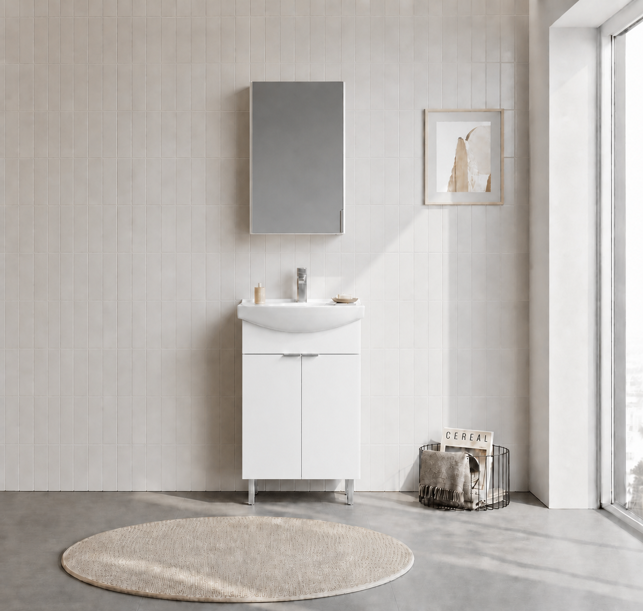 PURUS 55 TKM AYAKLI DOLAPLI P.BEYAZORKA5008479Banyo Dolabı Takımı