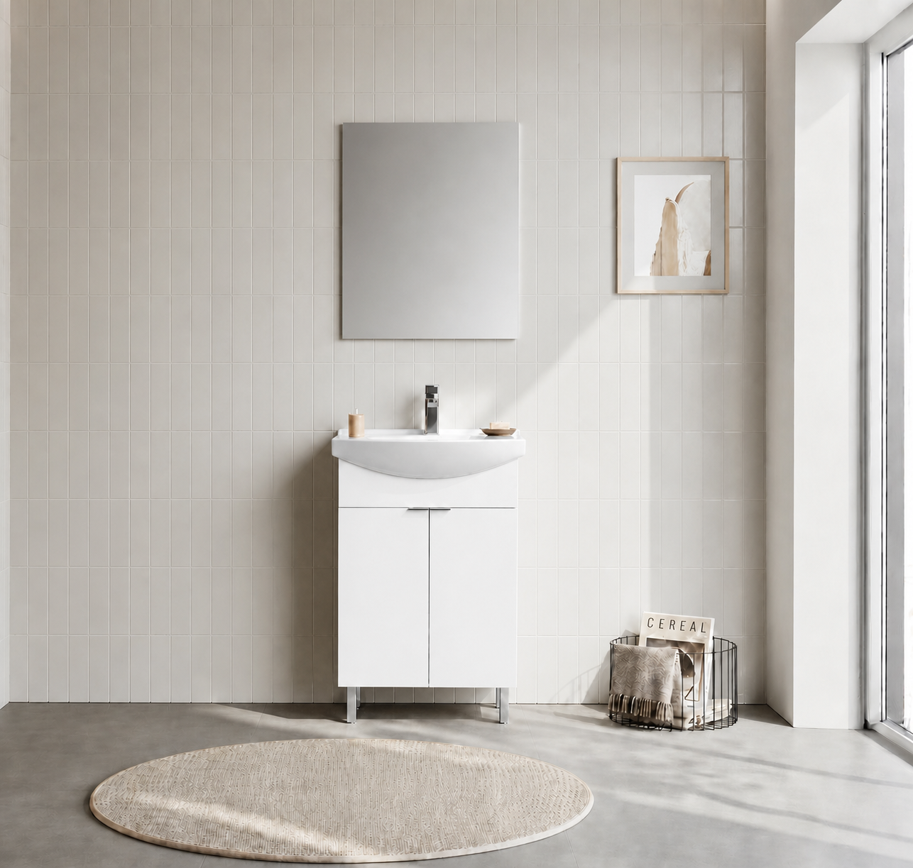 PURUS 55 TKM AYAKLI DZ AYNA P.BEYAZORKA5008467Banyo Dolabı Takımı