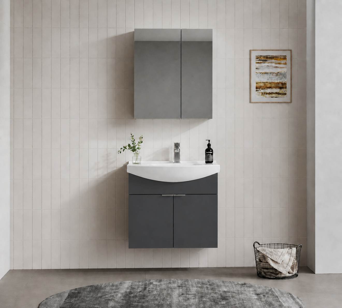 PURUS 65 TKM ASMA DOLAPLI M.ANTRASITORKA5008338Banyo Dolabı Takımı