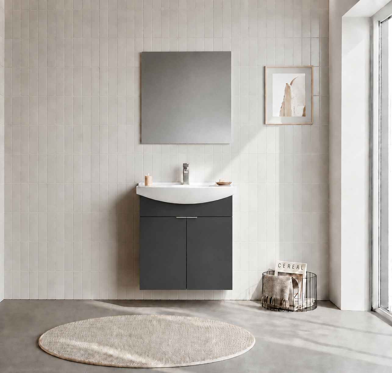 PURUS 65 TKM ASMA DZ AYNA M.ANTRASITORKA5008321Banyo Dolabı Takımı