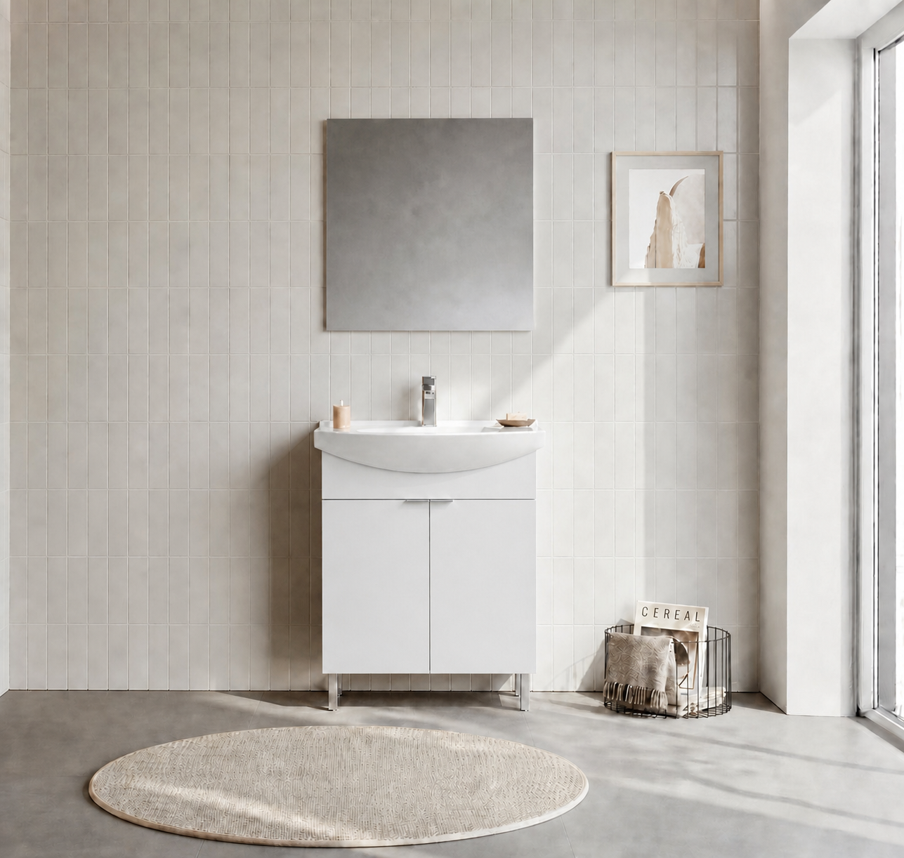 PURUS 65 TKM AYAKLI DZ AYNA P.BEYAZORKA5008470Banyo Dolabı Takımı