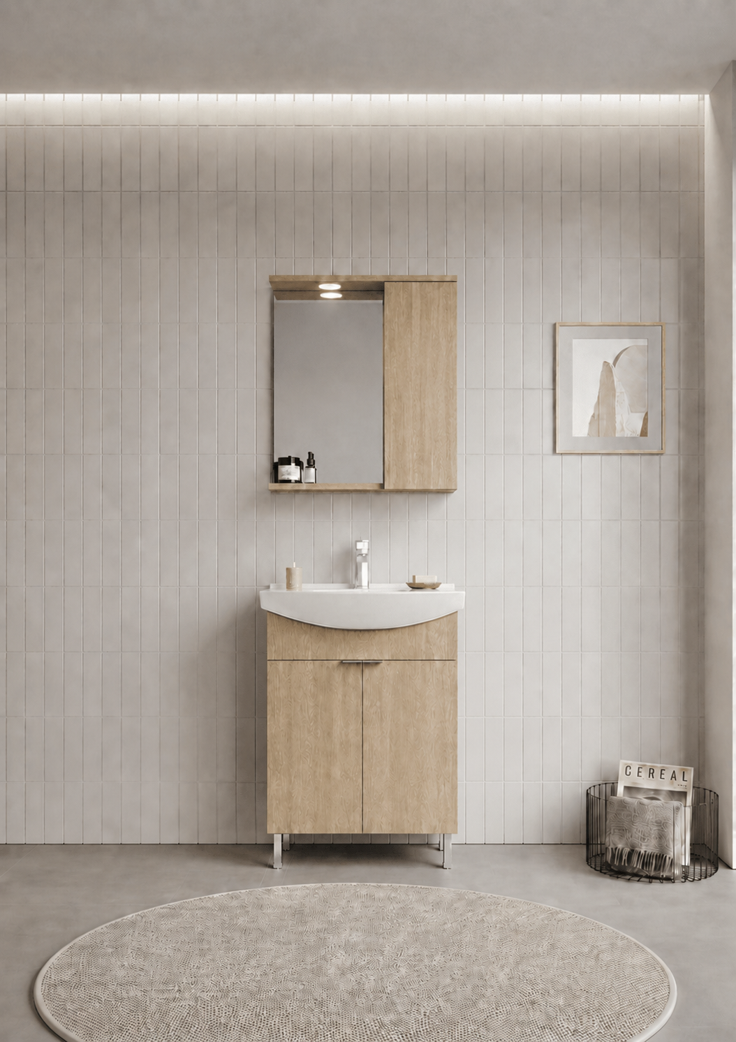 PURUS 65 TKM AYAKLI TEK KUTU BUDVAORKA5008438Banyo Dolabı Takımı