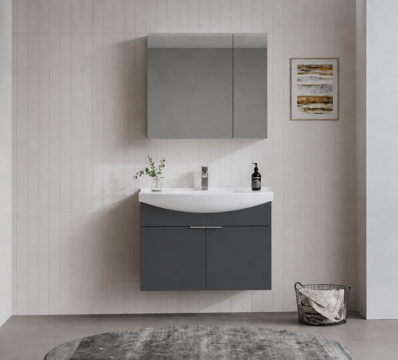 PURUS 80 TKM ASMA DOLAPLI M.ANTRASITORKA5008343Banyo Dolabı Takımı