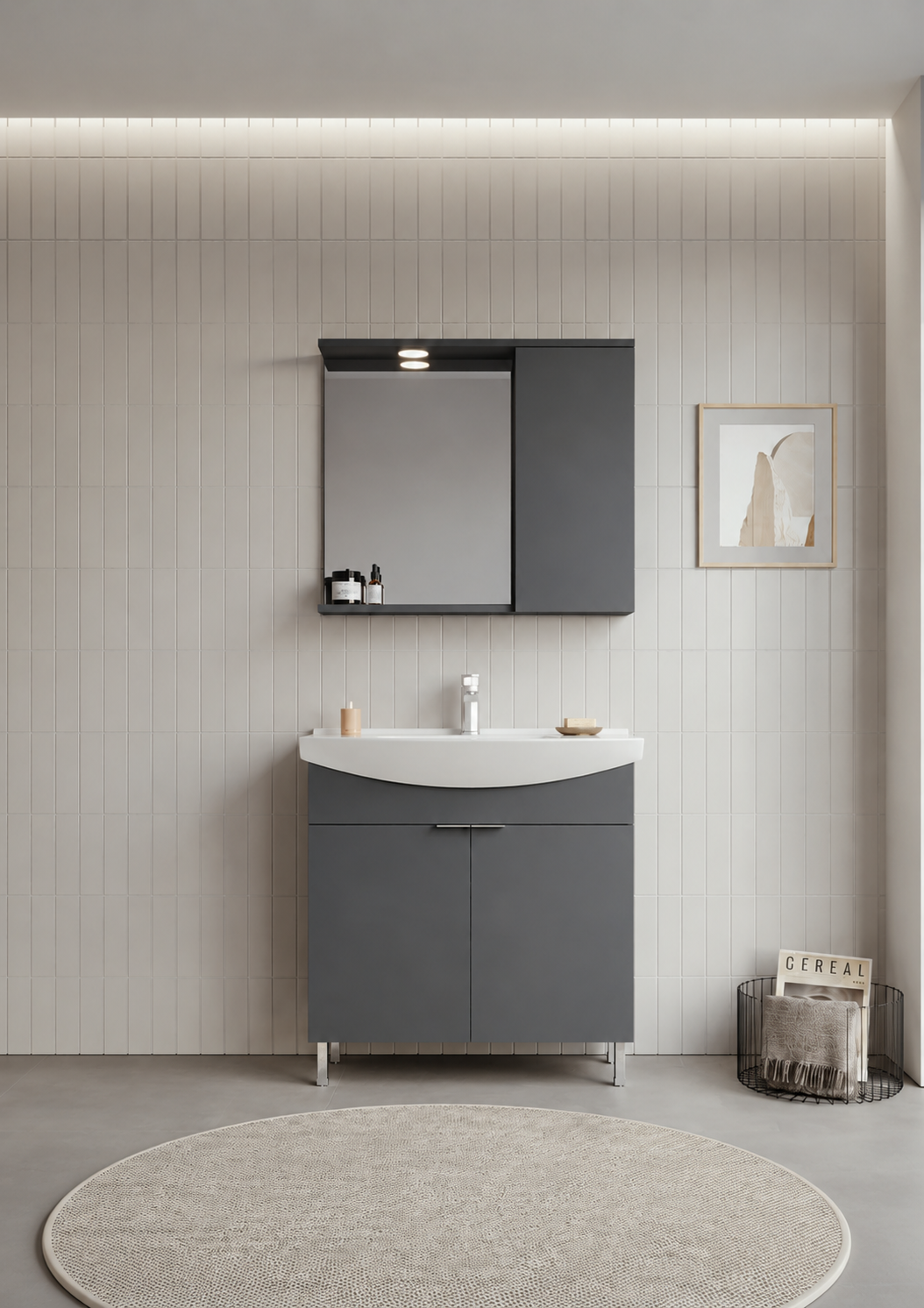 PURUS 80 TKM AYAKLI TEK KUTU M.ANTRASITORKA5008441Banyo Dolabı Takımı