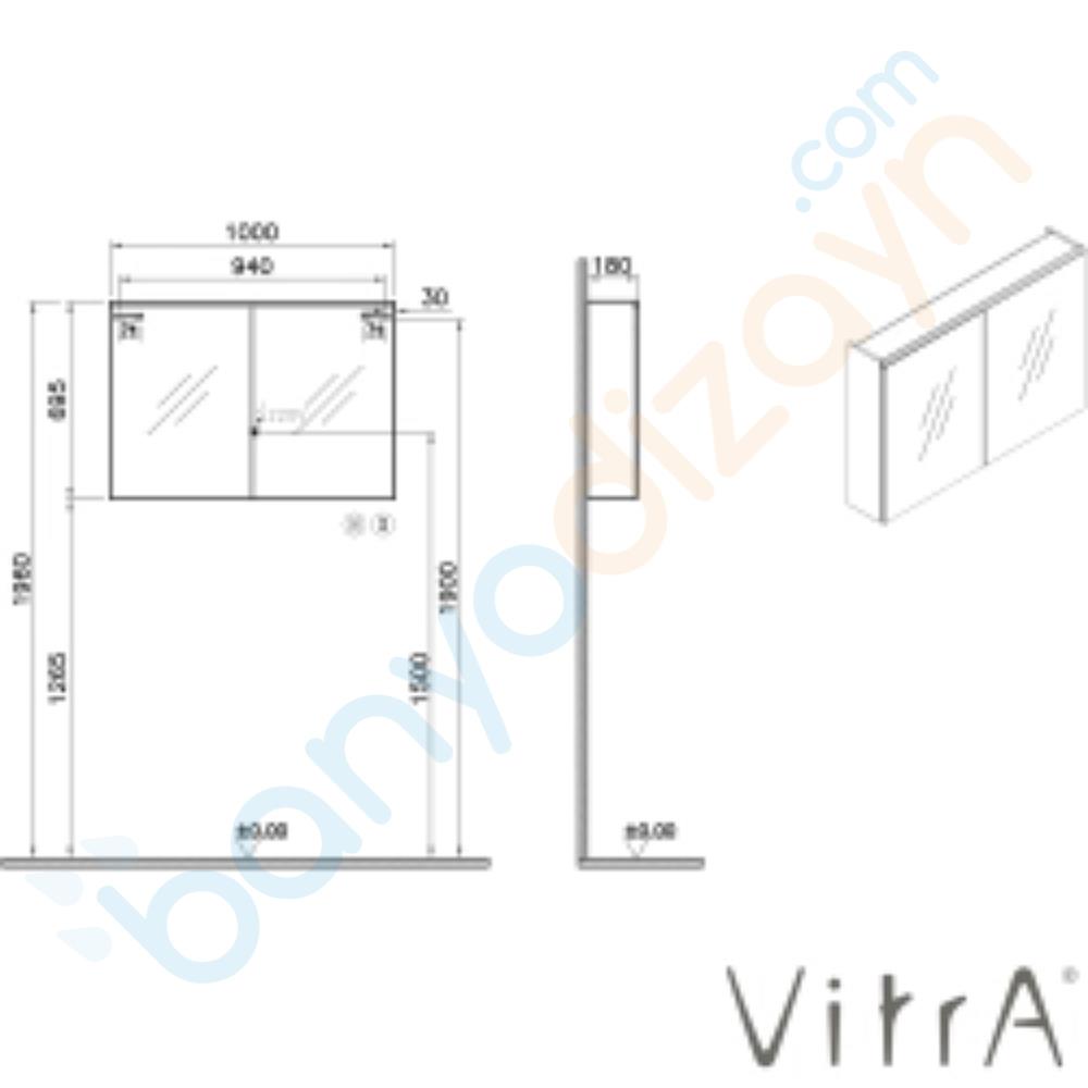 Vitra Core Dolaplı Üstten Aydınlatmalı Ayna, 100 cm, Mat Beyaz, 67631 VitrA67631Ayna Ve Dolaplı Aynalar