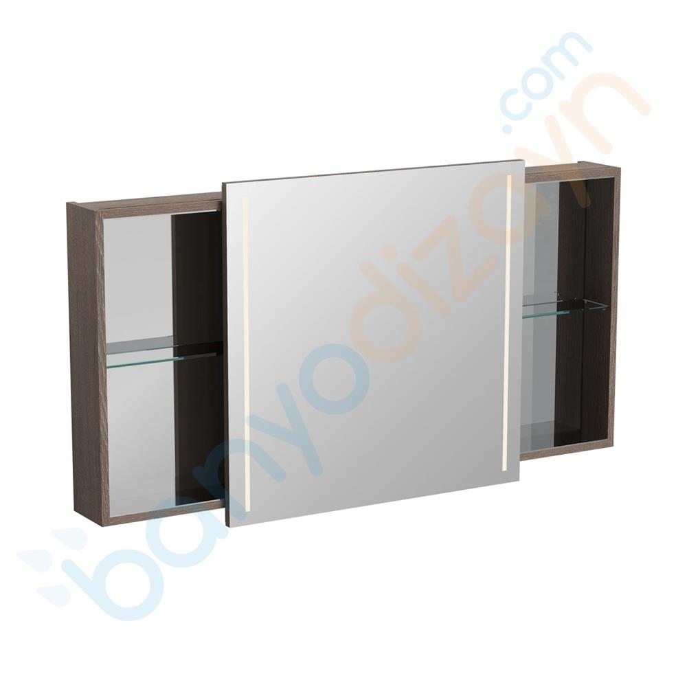 Vitra Memoria Aydınlatmalı Dolaplı Ayna 120 cm, Moka Meşe, 66704 VitrA66704Banyo Dolabı Takımı