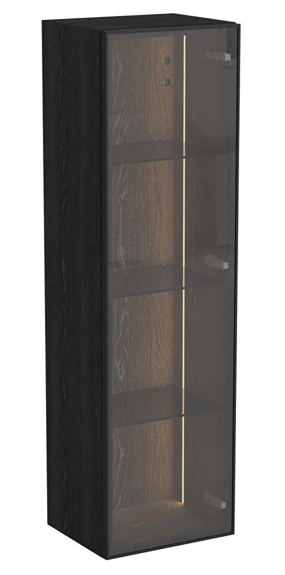 Vitra Metropole Edge Cam Kapaklı Kısa Boy Dolabı, 35 cm, Siyah Meşe (Sağ) 67259 VitrA67259Banyo Boy Dolabı Modelleri 