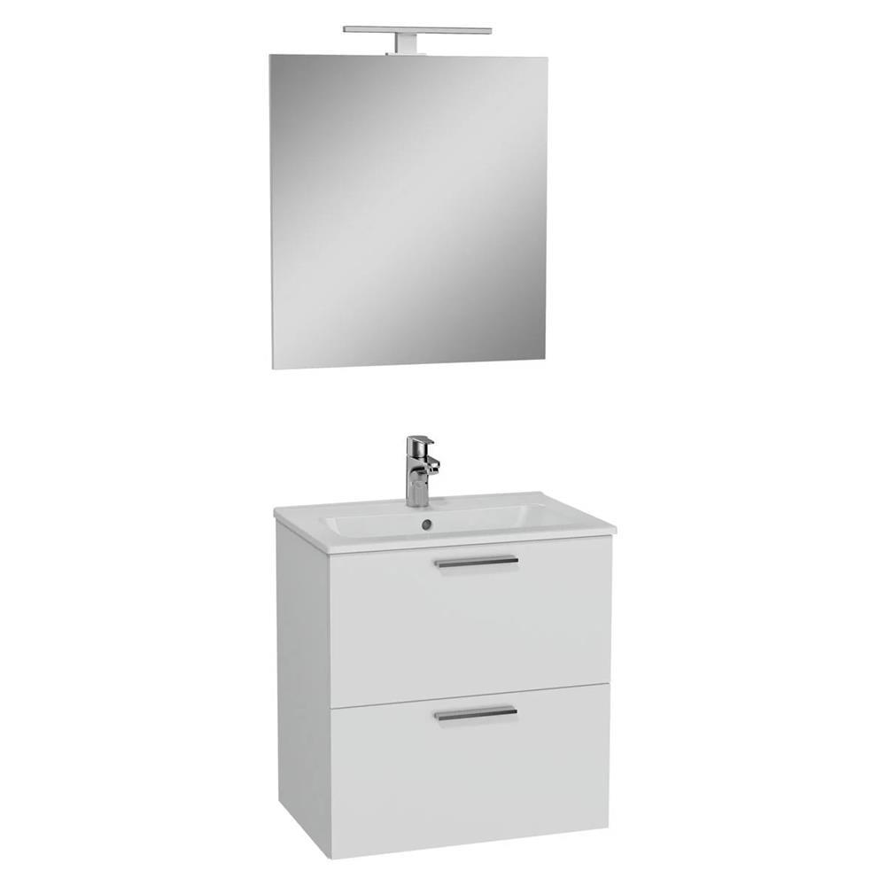 Vitra Mia Demonte Set, 60 Cm, Çekmeceli, (Lavabo Dolabı, Aydınlatmalı Ayna), Parlak Beyaz 75021VitrA75021Banyo Dolabı Takımı