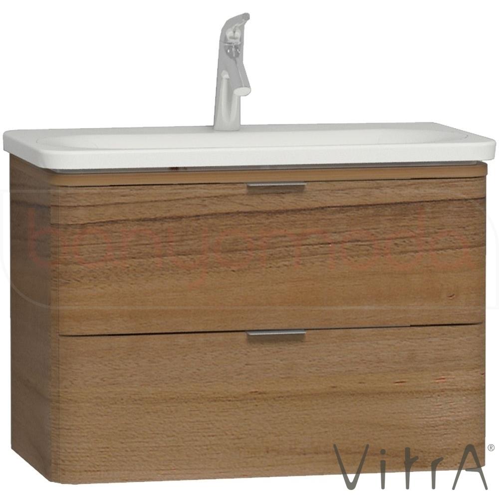 Vitra Nest Trendy Çift Çekmeceli Lavabo Dolabı 80 Cm Hareli Doğal Ahşap (Lavabo Dahil) 56147VitrA56147Lavabo Dolabı