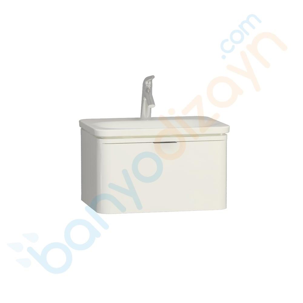 Vitra Nest Trendy Tek Çekmeceli Lavabo Dolabı, 60 cm, Parlak Beyaz (Lavabo Dahil), 56437VitrA56437Lavabo Dolabı