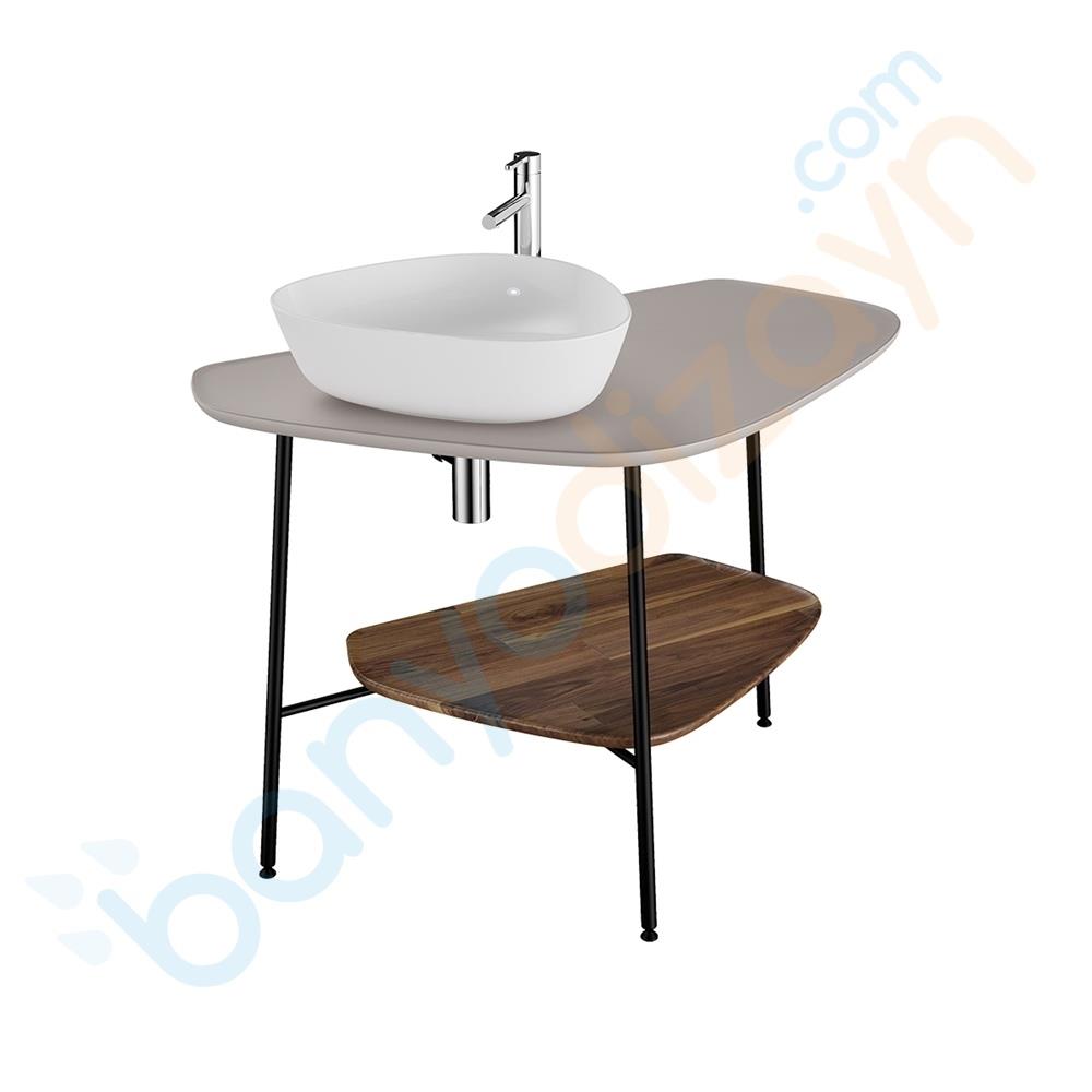 Vitra Plural Seramik Lavabo Ünitesi, 100 cm, Mat Bej (Sol) 62573 VitrA62573Lavabo Dolabı