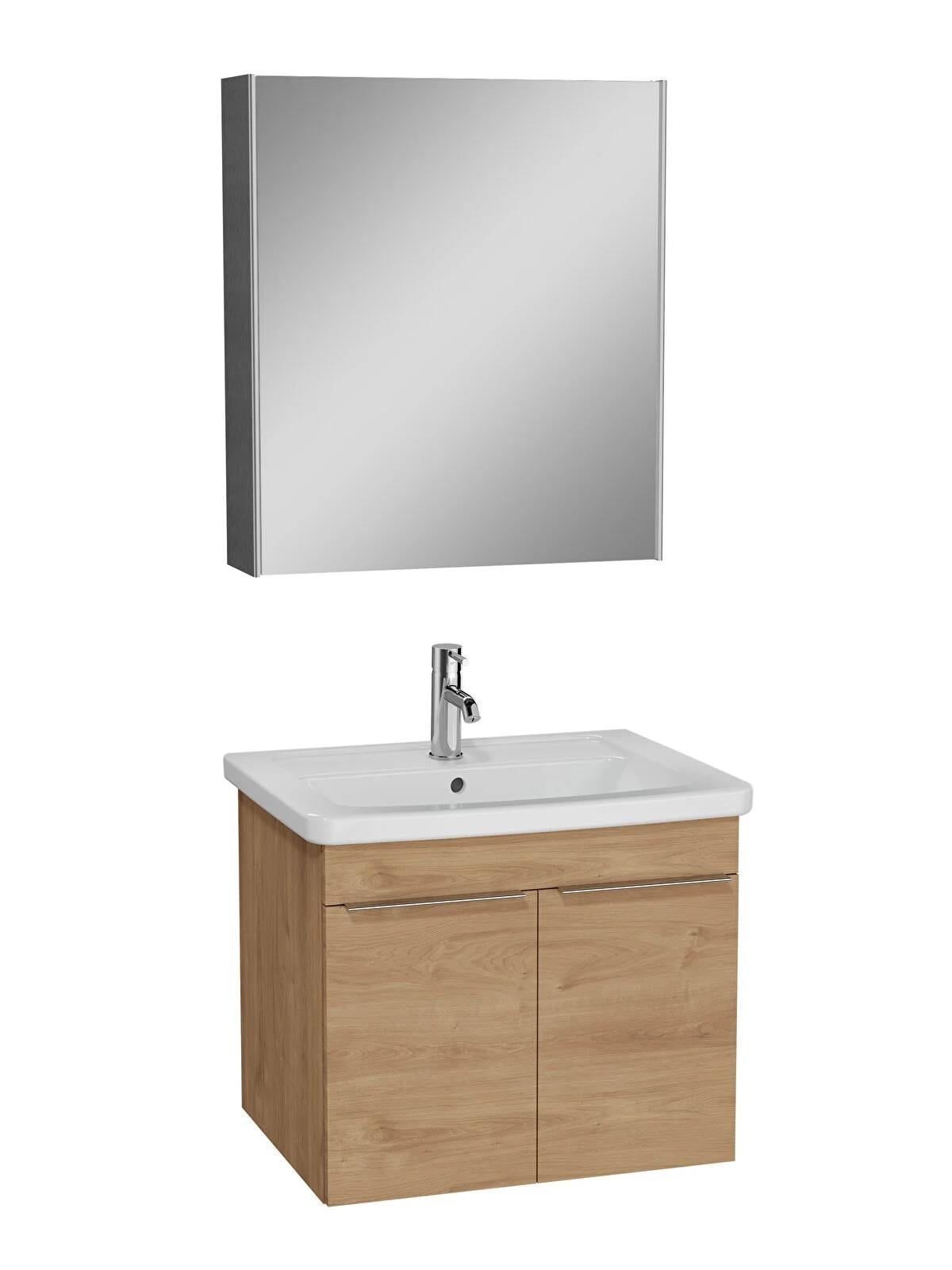 Vitra Quadrum Banyo Dolabı Seti, 65 cm, Kapaklı, (Dolaplı Ayna Dahil), Altın Meşe 69618VitrA69618Banyo Dolabı Takımı