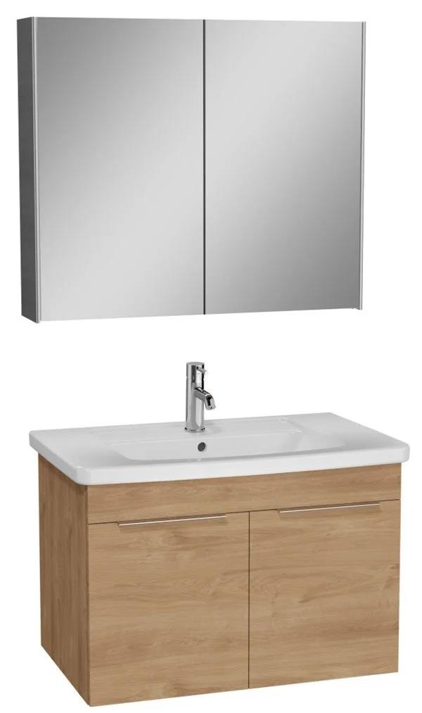 Vitra Quadrum Set,Lavabo Dolabı 80 Cm Dolaplı Ayna Açık Meşe 67100VitrA67100Banyo Dolabı Takımı