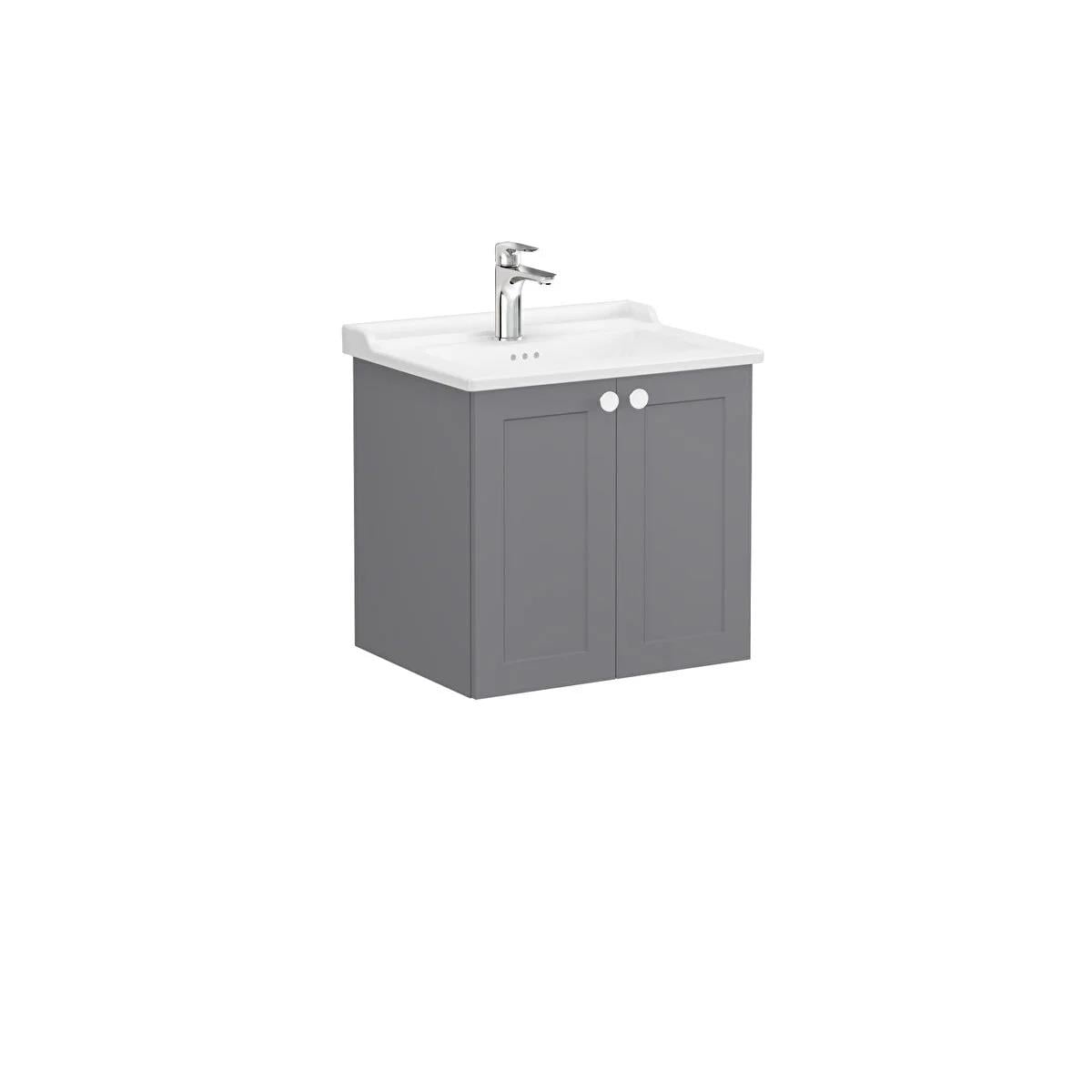 Vitra Root Classic Kapaklı Lavabo Dolabı 60 Cm Mat Gri (Klasik Lavabo Dahil) 68703VitrA68703Lavabo Dolabı