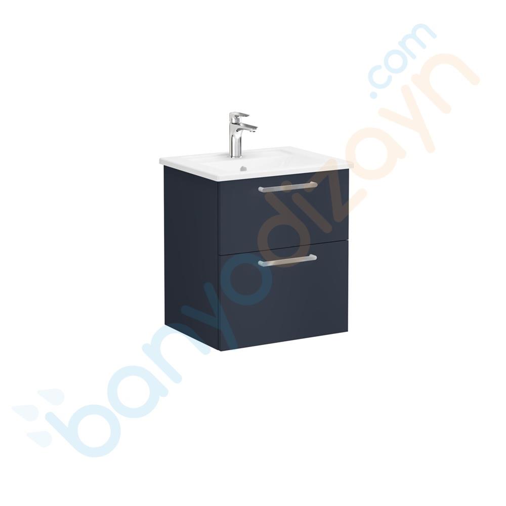 Vitra Root Flat İki Çekmeceli Lavabo Dolabı 60 Cm Mat Lacivert (Köşeli Lavabo Dahil) 68270VitrA68270Lavabo Dolabı