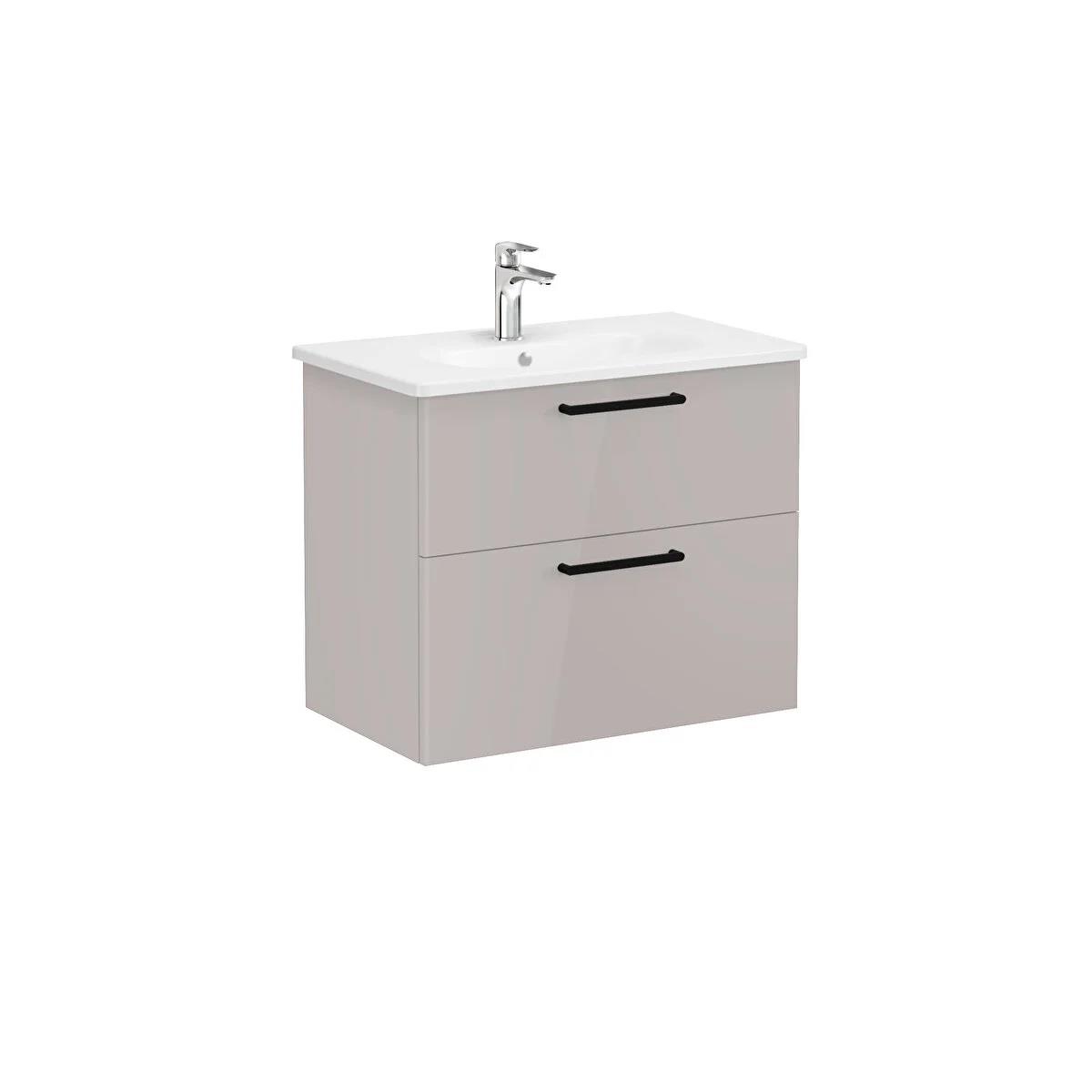 Vitra Root Flat İki Çekmeceli Lavabo Dolabı 80 Cm Parlak Sahra Beji (Yuvarlak Lavabo Dahil) 66309VitrA66309Lavabo Dolabı