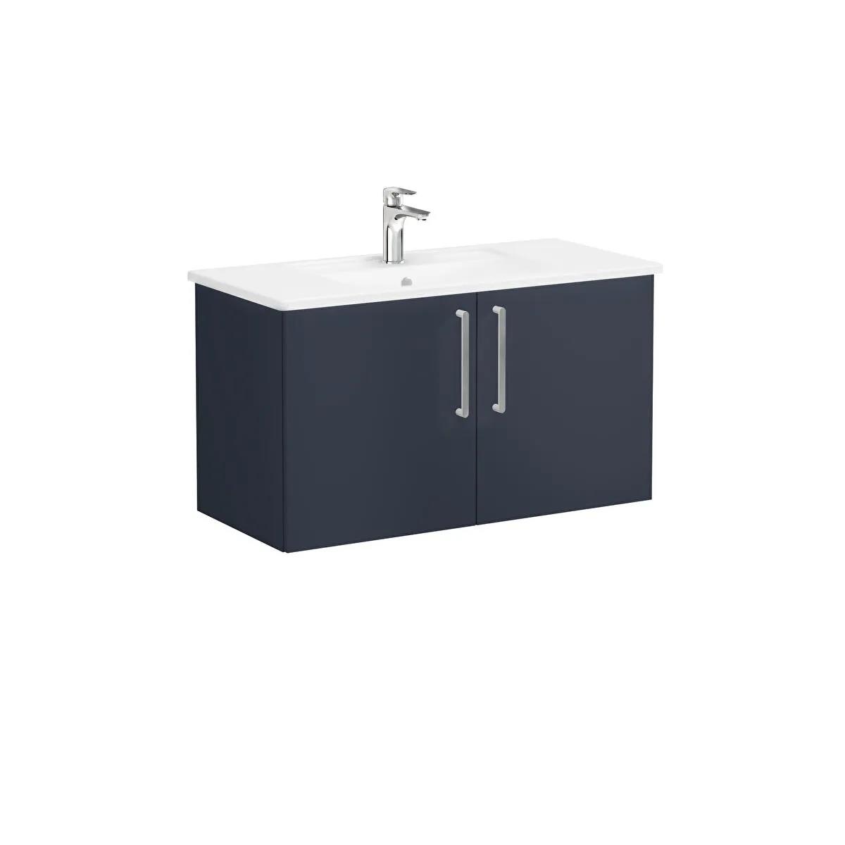 Vitra Root Flat Kapaklı Lavabo Dolabı 100 Cm Mat Lacivert (Köşeli Lavabo Dahil) 68168VitrA68168Lavabo Dolabı